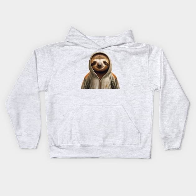 Sloth in a tracksuit Kids Hoodie by Unboxed Mind of J.A.Y LLC 